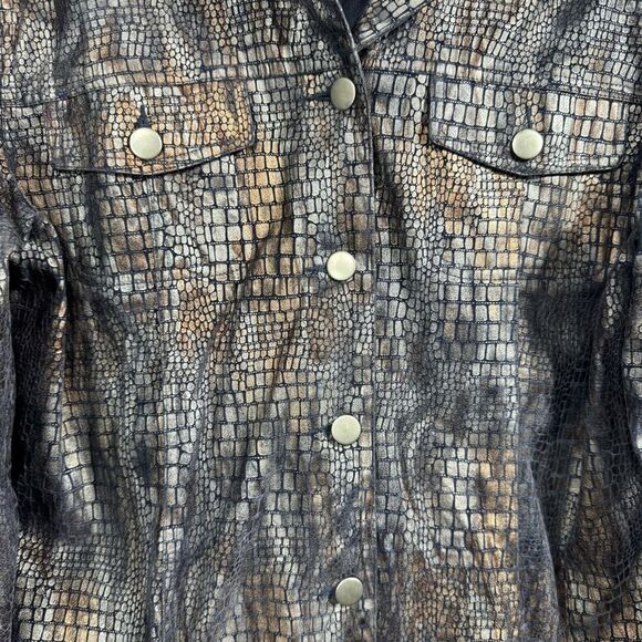 Birch Hill Croc Embossed Faux Leather Jacket Y2K Edgy Retro Glam Size M - Picture 7 of 16